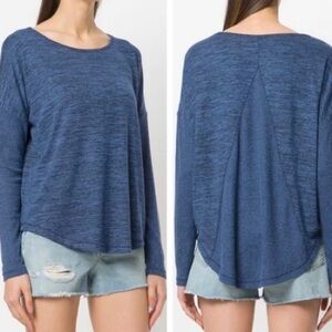 Rag & Bone Amelie Relaxed Long Sleeve Ribbed Tee in Blue Long Sleeve Size Medium